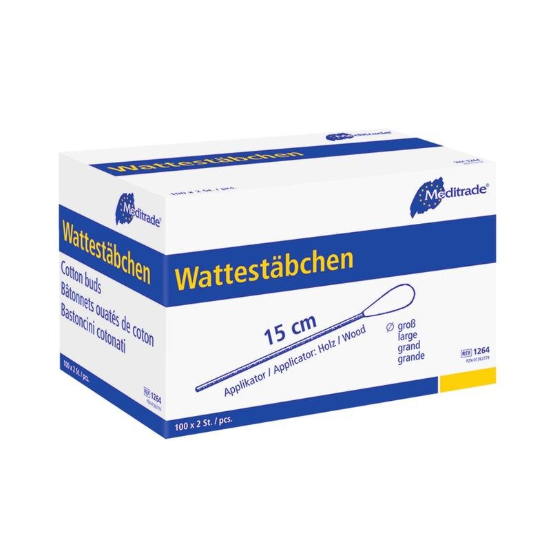 Cotton swabs, sterile packed, length: 15 cm