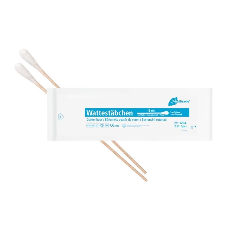Cotton swabs, sterile packed, length: 15 cm