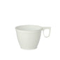 A pack of 10 white Starpak coffee cups (0.18 l, Ø 7.8 cm, 6 cm high) made of durable PS stands on a white background. Each cup has a handle and a simple, conical shape - ideal for daily coffee enjoyment.