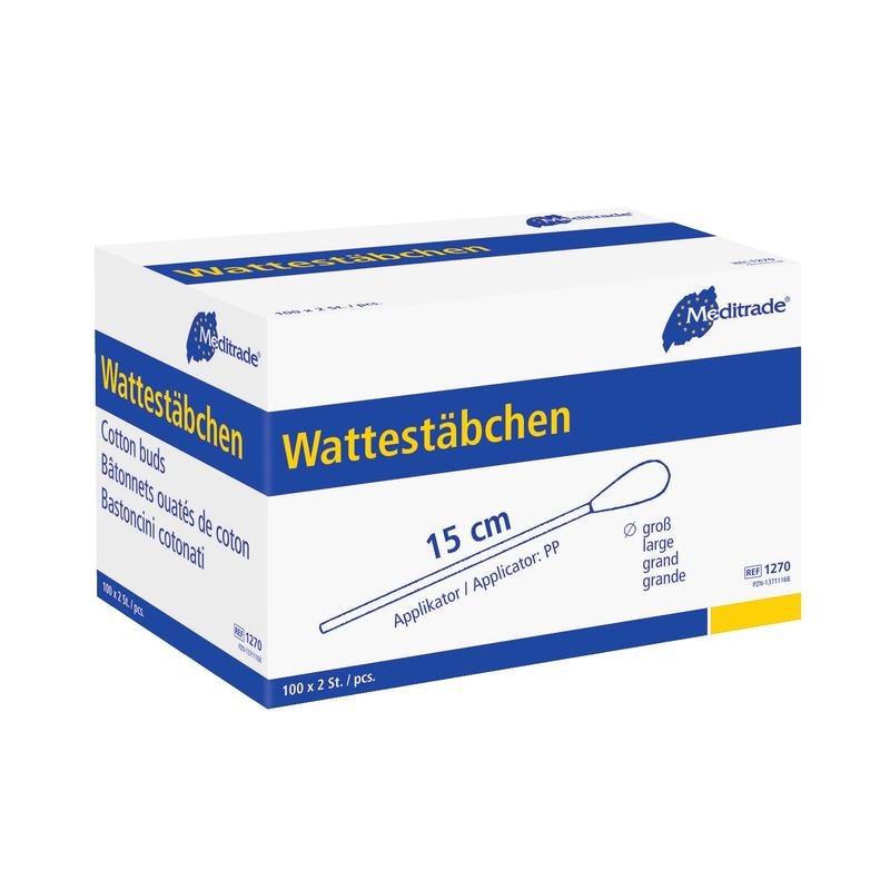 Cotton swabs, sterile packed, length: 15 cm