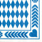 A white PAPSTAR 20 napkin, 33x33 cm, 3-ply from PAPSTAR GmbH with a blue geometric heart pattern and symmetrical border; Design Set 6.
