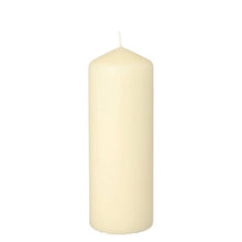 A tall, cylindrical Starpak pillar candle with an extra-long burn time (Ø 60 mm, 165 mm, white) and a visible wick stands upright on a simple white background, creating a long-lasting ambiance.