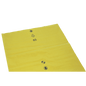 The DEISS trash bags loose 575x1000x0.01 mm from LDPE 70 l by EMIL DEISS KG (GmbH + Co.) are flat yellow LDPE plastic bags with a recycling symbol, the number 65, and two black symbols on a white background.