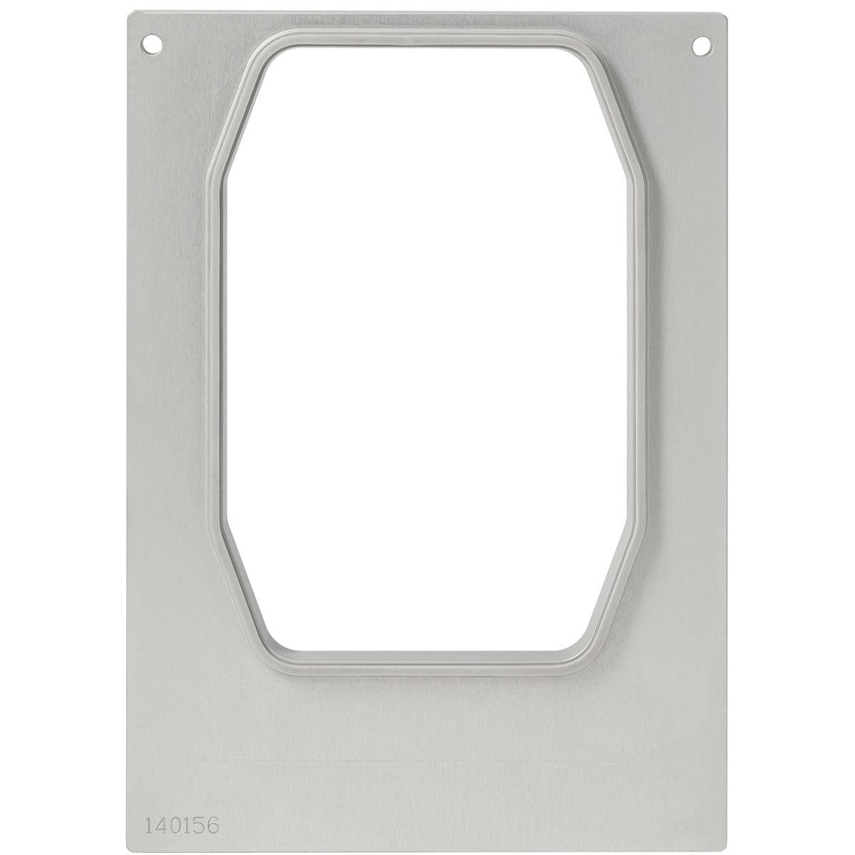 A rectangular metal cassette DF10/20 from Duni GmbH with rounded corners and an octagonal cutout, depicted on a white background. Suitable for PP bowl HMR 840, 1035, 1395ml. In the lower left corner is "140156". Package (1 piece).