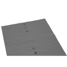 The flat, gray plastic sheet DEISS 14101 (700x1100x0.1 mm) from EMIL DEISS KG (GmbH + Co.) with the three circle symbols and the recycling code "LDPE 4 65" in black color is typically used for packaging or as protective shipping material.