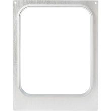 The cassette for CPET trays 1/2 GN (3350-5100 ml) from Duni GmbH is a rectangular, metallic, food-safe frame with rounded corners and four screw holes, compatible with 1/2 GN CPET trays - perfect for catering businesses.