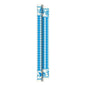 A rolled-up paper straw with a blue and white diamond pattern and blue floral ends, ideal for use at large events with Duni Dunicel tablecloth rolls 1.18 m x 10 m from Duni GmbH.