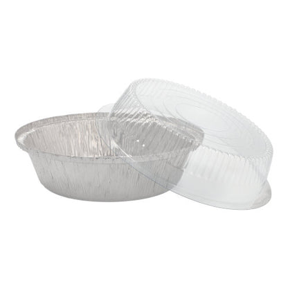 The Starpak 25 bowl set includes round aluminum containers (0.77 l, Ø 18.2 cm, 8 cm) with transparent domed lids - ideal for catering and take-away, packed in shrink wrap (25 pieces).