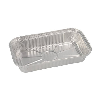 The Starpak 50 bowls, aluminum rectangular 0.65 l (3.4 cm x 13 cm x 22 cm) disposable bowl set consists of rectangular aluminum bowls with ribbed sides - the ideal kitchen helper for easy preparation or serving of meals. Pack of 50 pieces, shrink-wrapped.