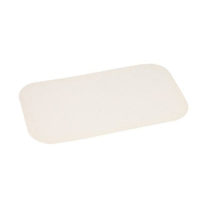 The Starpak 50 insert lids are rectangular, cream-colored, PP-coated insert lids (21.8 x 12.3 cm) with rounded corners on a white background. The package contains 50 pieces in shrink wrap.