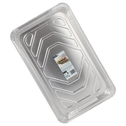 The Starpak 3 Gastronorm container made of aluminum (5.2 l, 3.7 x 32.5 x 52.5 cm) in a set of 3 pieces has a patterned bottom and slightly raised edges. The central product label is ideal for the professional kitchen.