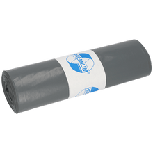Pictured is a roll of DEISS garbage bags 575x1000x0.05 mm made from recycled LDPE 70 l by EMIL DEISS KG (GmbH + Co.), wrapped with a white label with a blue "PREMIUM" logo, against a white background.