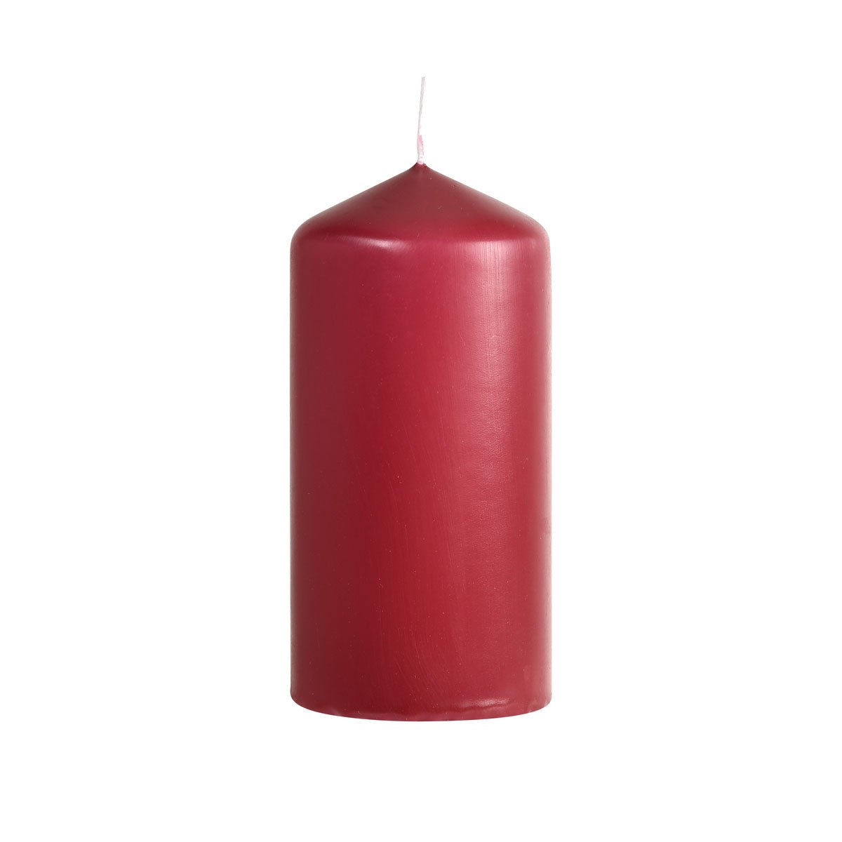 A cylindrical, unscented pillar candle from Duni GmbH (130 x 60 mm, approx. 40h) in dark red with a white wick stands upright against a simple white background.