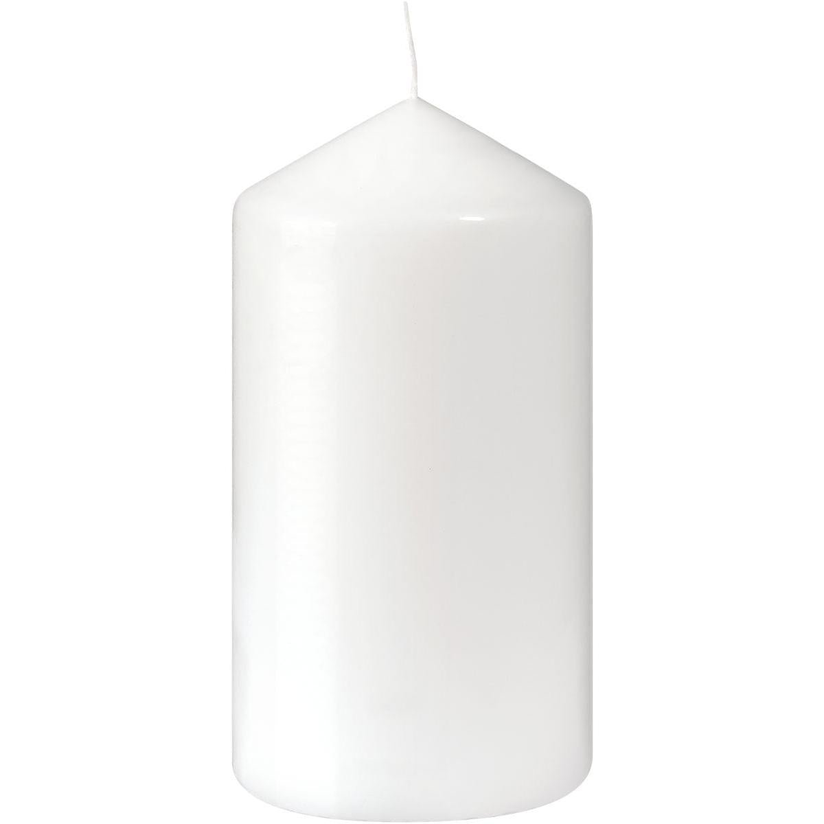 The pillar candles from Duni GmbH (approx. 60h, 150 x 80 mm) stand upright with a pointed tip and unburned wick against a white background - ideal for long burning time and timeless elegance.