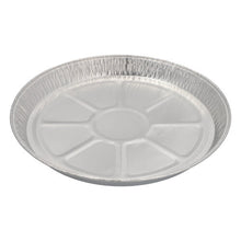 The Starpak 25 Round Pan, Aluminum Round, is a round, flat cake pan made of aluminum with a slightly raised rim and a segmented bottom, ideal for baking; pictured against a plain white background.