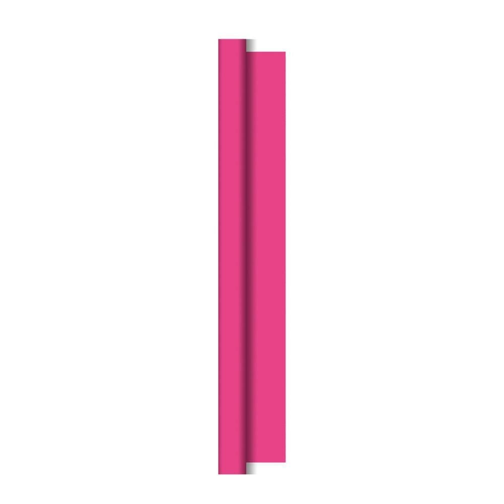 A single vertical pink strip of Duni Dunicel tablecloth rolls (1.18 m x 10 m) from Duni GmbH, reminiscent of elegant table runners at weddings, with a subtle shadow on a white background.
