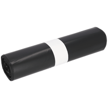 Pictured is a roll of EMIL DEISS KG (GmbH + Co.) DEISS 15005 garbage bags black, 700x1100x0.06 mm (25 pieces), with a white paper band around the middle, on a solid white background.