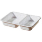 The CPET tray 225x175x35 mm in white from Duni GmbH is suitable as a heat-resistant food packaging with two differently sized compartments - ideal for canteen meals or pre-packaged foods (Package: 250 pieces).