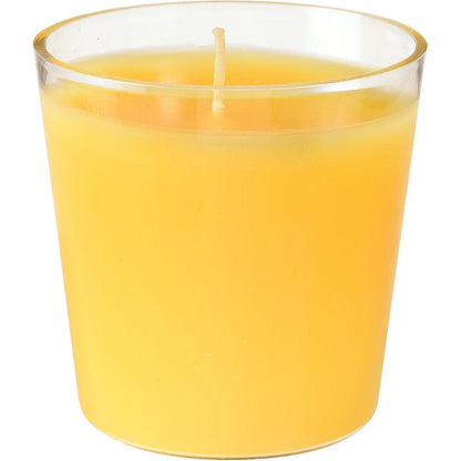The refill Switch & Shine from Duni GmbH is a yellow, single-wick candle in a clear glass container. Its smooth, even wax offers a burn time of about 30 hours - ideal for creating a lasting ambiance in any room.