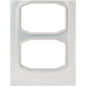 A rectangular metal plate with two large, vertically oriented octagonal cutouts and holes in the upper corners, designed for mounting the Duni GmbH cassette DF15/25 for PP tray HMR 840-1395 ml - 2-use system.