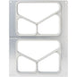 The DF15/25 cassette for CPET trays from Duni GmbH has two identical rectangular sections, each with three rounded compartments, a capacity of 525 ml, and a silver, smooth surface - ideal for use in gastronomy and compatible with CPET trays.