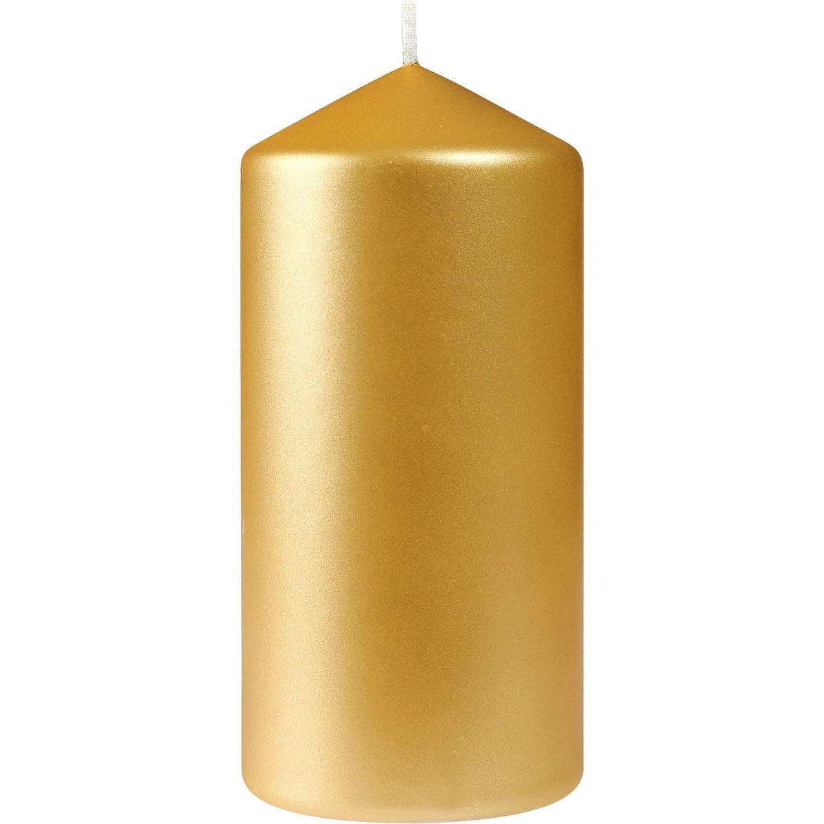 A simple, cylindrical Duni GmbH pillar candle (150 x 70 mm) with a pointed top and white wick on a white background. Burn time: approx. 50 hours.