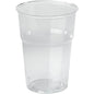 A glass Trend Transparent PS disposable plastic cup by Duni GmbH, empty and upright against a plain white background.