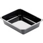 The CPET Tray 1 Black CPET from Duni GmbH: rectangular, slightly rounded corners, shiny - optimal catering solution, empty on a white background.