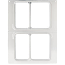 The DF15/25 cassette from Duni GmbH is a clear plastic template with four rectangular openings (2 rows), ideal for CPET trays 515/370 ml and 655/455 ml. Each opening has raised edges, with two small holes at the top.