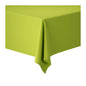 A rectangular table covered with a Dunicel tablecloth roll (1.18 m x 10 m) from Duni GmbH, whose light green fabric hangs smoothly – perfect for weddings or festive gatherings.