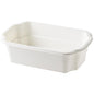 The Duni GmbH PP Take-Away Tray White PP 250x159 is a rectangular, white container with slightly rounded edges and a flat bottom, shown at an angle to display the interior and two sides - perfect for use as take-away packaging.