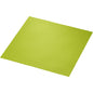 A single Duni GmbH classic napkin 40 x 40 cm, 4-ply, embossed 1/4 fold napkin in lime green is depicted on a white background, showing its smooth center and patterned edge.