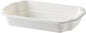 The Duni GmbH PP Take-Away Tray White PP 250x159 is a rectangular, white food container with a slightly raised, beaded edge, depicted empty on a white background.