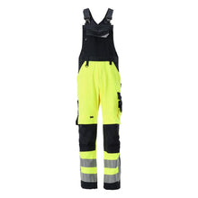 MASCOT® Newcastle dungarees, hi-vis yellow/black-blue