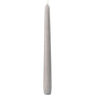 An unlit gray Duni GmbH taper candle (250 x 22 mm, approx. 7h burn time) with a smooth surface and pointed tip stands upright against a white background.