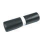 A roll of DEISS 15710 trash bags (575x1000x0.08 mm, black, 25 pieces) from EMIL DEISS KG lies with a white band around the middle on a plain white background.