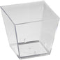 The Duni GmbH Square Transparent PS Box (47x47x45 mm) is depicted at an angle on a white background, ideal for storing and presenting jewelry. The package contains 100 pieces.