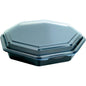 A closed Octaview® Black/Transparent PS 230x230x50 takeout container from Duni GmbH (C&C package with 127766), with a clear octagonal lid, is depicted at an angle on a white background.