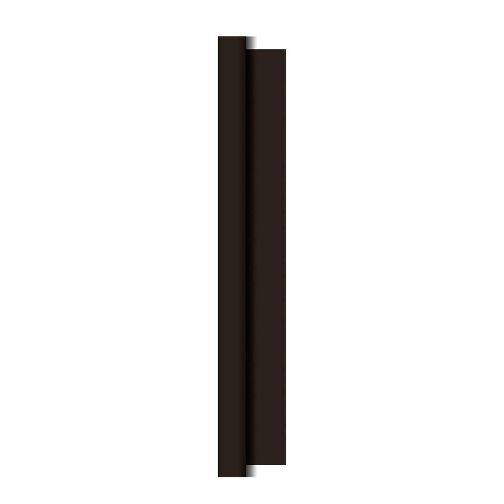 A vertical black rectangle reflecting the elegance of the Dunicel tablecloth rolls (1.18 m x 10 m) from Duni GmbH is centered on white and casts a faint shadow to the right, reminiscent of refined event decor.