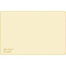 The Dunicel placemats (Vesca Norm) 33 x 48 cm Guten Appetit by Duni GmbH have an unprinted beige design with a thin brown border, rounded corners, and "Guten Appetit Bon appétit" in small brown letters at the bottom left - ideal for a stylishly set table.