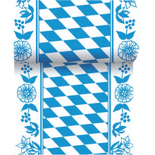The Dunicel table runner 20 m x 15 cm from Duni GmbH has a blue-white diamond in the middle and blue flowers on the sides - ideal for a stylish table decoration.