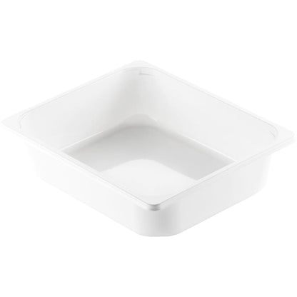 The CPET tray 1/2 GN White CPET 325x265 from Duni GmbH is a white, rectangular tray made of food-grade CPET with slightly rounded edges and a smooth surface, shown empty against a white background.