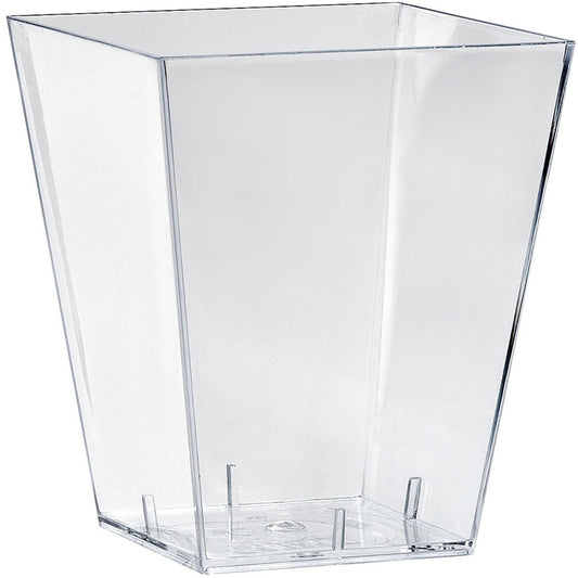 A clear, tall, rectangular storage box called "Square, Large Transparent PS" by Duni GmbH, with slightly beveled sides and a flat bottom, shown empty against a white background.
