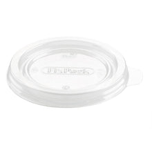 The lid for 161088 from Duni GmbH is a clear, round APET lid (93x93x9 mm) with a small tab and embossed symbols, suitable for packaging. Pack: 50 pieces.