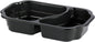 The PP Bowl Take-Away 2 Black PP/MIN by Duni GmbH made from black PP with two compartments, ideal as an environmentally friendly food packaging, is shown empty on a white background.