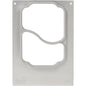 The rectangular silver metal cassette DF10/20 2-comp by Duni GmbH with two interconnected central cutouts - ideal for gastronomy and take away. Embossed with the Duni logo and "161172" at the lower corners, suitable for 500/400 ml PP bowls.