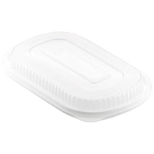 A transparent PP lid for 161182 / 161179 (240x150x20) from Duni GmbH, shown at an angle against a white background. The package contains 50 pieces.