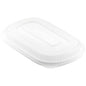 A transparent PP lid for 161182 / 161179 (240x150x20) from Duni GmbH, shown at an angle against a white background. The package contains 50 pieces.