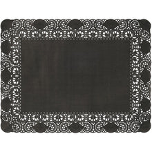 The Duni GmbH decorative lace paper 30x40 cm in black is a high-quality, rectangular decorative paper with lace-shaped cut edges and a scalloped edge - ideal for elegant table settings. The pack contains 250 pieces.