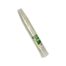 A transparent roll of cling film in transparent packaging with a green-white label, depicted on a white background. Perfect for use with PAPSTAR 70 cold drink cup, PLA "pure" crystal clear with foam rim from PAPSTAR GmbH for environmentally friendly storage.